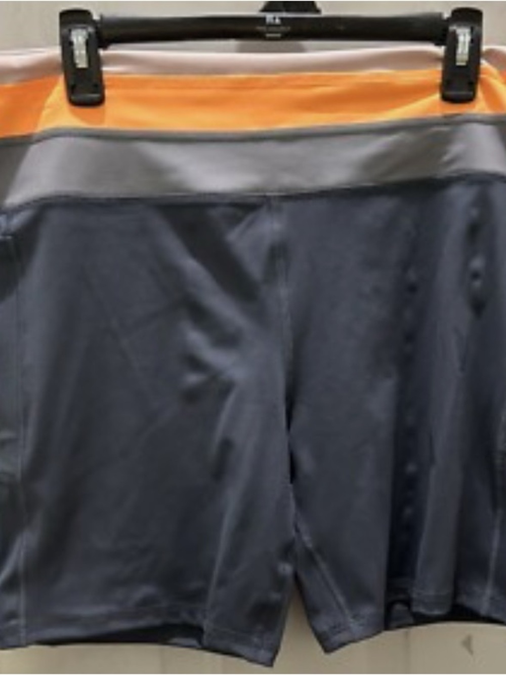 Women’s Bike Shorts with Orange Waistband - Black/Grey
